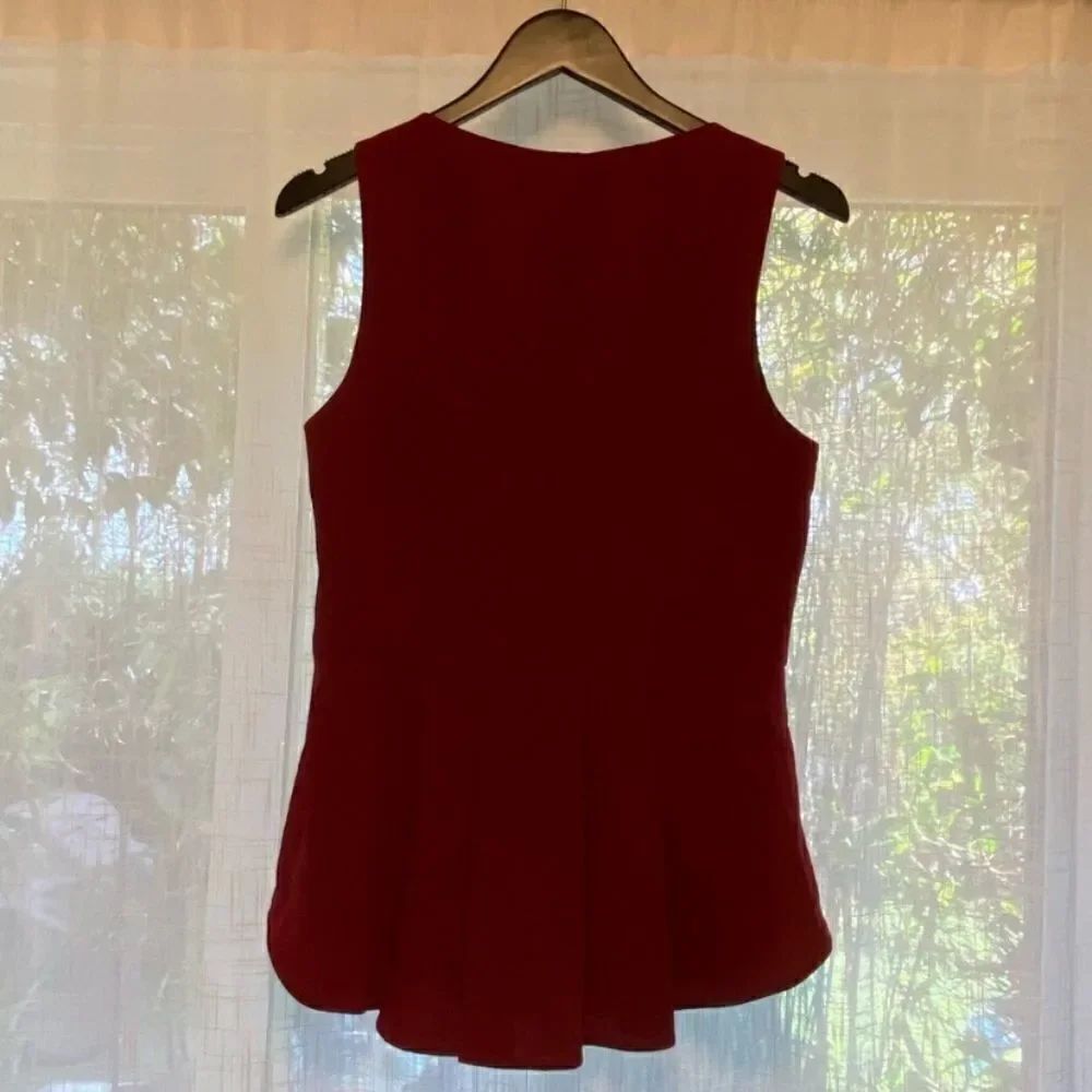 Rag & Bone Deep Red Jett Pleated Peplum Top - Picture 2 of 5